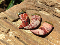 Polished Large Brecciated Red Jasper Lions Claw Pendant with Gold Cap & Bail - Sold Per Item - From South Africa