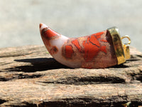 Polished Large Brecciated Red Jasper Lions Claw Pendant with Gold Cap & Bail - Sold Per Item - From South Africa