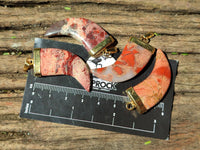 Polished Large Brecciated Red Jasper Lions Claw Pendant with Gold Cap & Bail - Sold Per Item - From South Africa