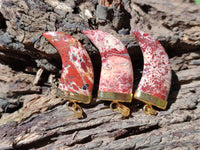 Polished Large Brecciated Red Jasper Lions Claw Pendant with Gold Cap & Bail - Sold Per Item - From South Africa