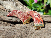 Polished Large Brecciated Red Jasper Lions Claw Pendant with Gold Cap & Bail - Sold Per Item - From South Africa