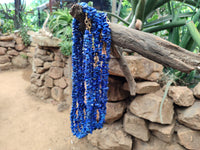 Polished Lapis Lazuli Beaded Tumble Chip Necklace - Sold Per Item - From Afghanistan