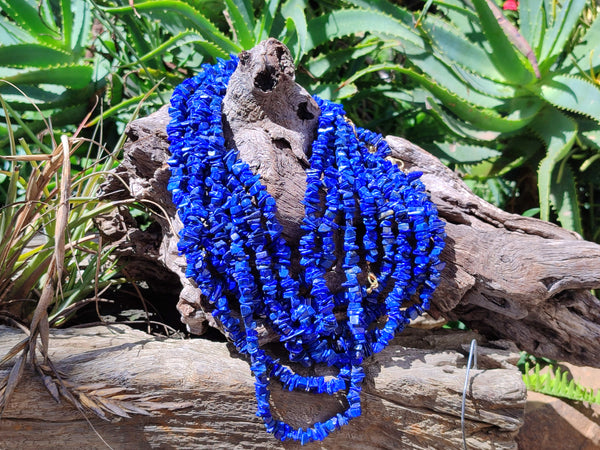 Polished Lapis Lazuli Beaded Tumble Chip Necklace - Sold Per Item - From Afghanistan