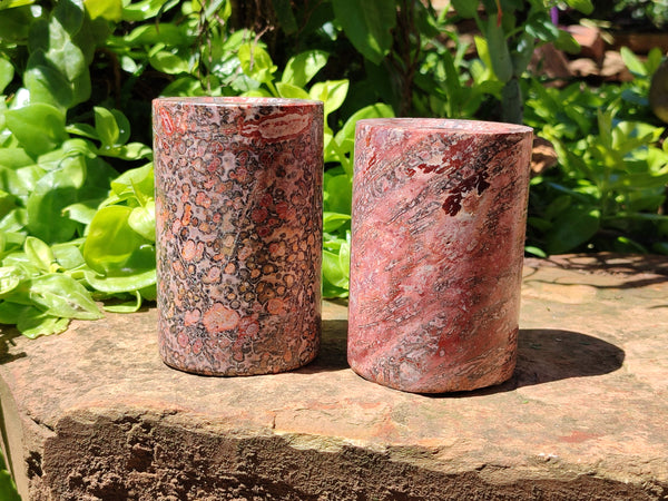 Polished Snakeskin Jasper Candle Holders x 2 From Australia