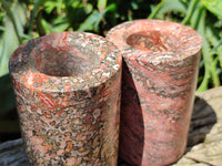 Polished Snakeskin Jasper Candle Holders x 2 From Australia