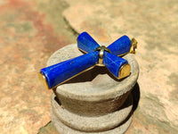 Polished Lapis Lazuli Cross Pendants with Brass Clasp and Trim - Sold Per Item - From Afghanistan