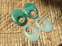 Polished Pair of Aventurine Pendant or Earrings with Hole in Center - Sold Per Pair - From Zimbabwe