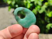 Polished Pair of Aventurine Pendant or Earrings with Hole in Center - Sold Per Pair - From Zimbabwe