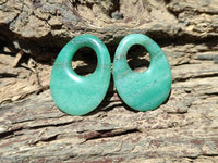 Polished Pair of Aventurine Pendant or Earrings with Hole in Center - Sold Per Pair - From Zimbabwe