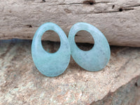 Polished Pair of Aventurine Pendant or Earrings with Hole in Center - Sold Per Pair - From Zimbabwe