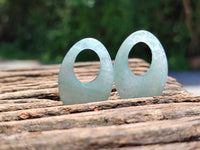 Polished Pair of Aventurine Pendant or Earrings with Hole in Center - Sold Per Pair - From Zimbabwe