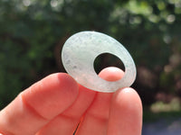 Polished Pair of Aventurine Pendant or Earrings with Hole in Center - Sold Per Pair - From Zimbabwe