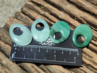 Polished Pair of Aventurine Pendant or Earrings with Hole in Center - Sold Per Pair - From Zimbabwe