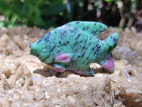 Hand Made Rare Large Fluorescent Ruby Zoisite Angel Fish Carvings - Sold Per Item - From Tanzania