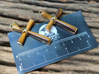 Polished Golden Tigers Eye Cross Pendants with Brass Clasp and Trim - Sold Per Item - From South Africa