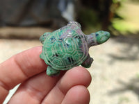 Hand Made Ruby Zoisite Tortoise Carvings - Sold Per Item - From Tanzania