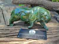 Hand Made Green Verdite Lion Carvings x 2 From Zimbabwe