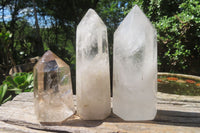 Polished Mixed Quartz Crystals x 3 From Madagascar