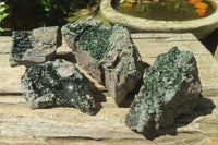 Natural Libethenite Crystals On Dolomite Matrix Specimens x 6 From Shituru, Congo