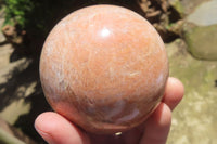 Polished Peach Moonstone Spheres x 2 From Madagascar