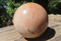 Polished Peach Moonstone Spheres x 2 From Madagascar