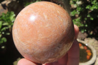 Polished Peach Moonstone Spheres x 2 From Madagascar