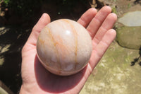 Polished Peach Moonstone Spheres x 2 From Madagascar