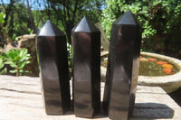 Polished Black Basalt Points x 6 From Madagascar