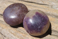 Polished Lepidolite with Pink Rubellite Palm Stones x 12 From Ambatondrazaka, Madagascar