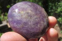 Polished Lepidolite with Pink Rubellite Palm Stones x 12 From Ambatondrazaka, Madagascar