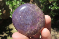 Polished Lepidolite with Pink Rubellite Palm Stones x 12 From Ambatondrazaka, Madagascar