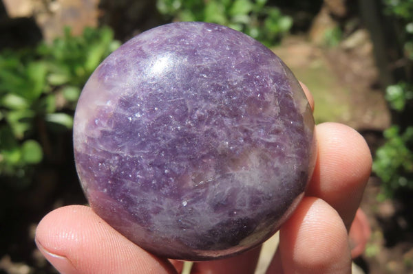 Polished Lepidolite with Pink Rubellite Palm Stones x 12 From Ambatondrazaka, Madagascar