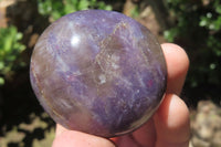 Polished Lepidolite with Pink Rubellite Palm Stones x 12 From Ambatondrazaka, Madagascar