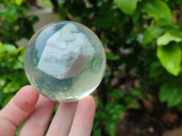 Polished Large Blue Lace Agate cobbed piece in PVC Resin Sphere - sold per item - From Namibia