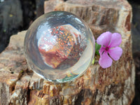 Polished Large Snakeskin Rhyolite Jasper cobbed piece in PVC Resin Sphere - sold per item - From Australia