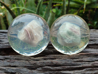 Polished Large Watermelon Fluorite cobbed piece in PVC Resin Sphere - sold per item - From Namibia