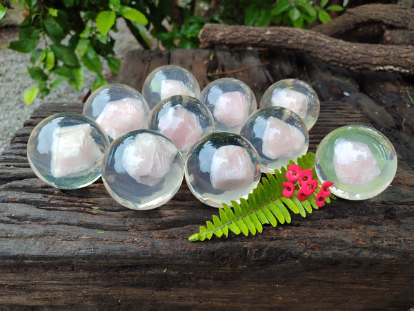 Polished Rose Quartz Free Form in PVC Resin Spheres - sold per item - From South Africa