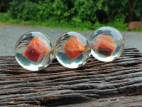 Polished Carnelian Agate in PVC Resin Spheres - sold per item - From Madagascar