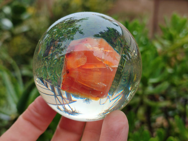 Polished Carnelian Agate in PVC Resin Spheres - sold per item - From Madagascar