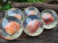 Polished Carnelian Agate in PVC Resin Spheres - sold per item - From Madagascar