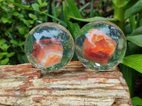 Polished Carnelian Agate in PVC Resin Spheres - sold per item - From Madagascar