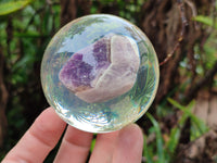 Polished Chevron Amethyst cobbed pieces in PVC Resin Spheres - sold per item - From Zambia