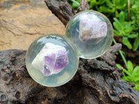 Polished Chevron Amethyst cobbed pieces in PVC Resin Spheres - sold per item - From Zambia