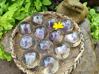 Polished Chevron Amethyst cobbed pieces in PVC Resin Spheres - sold per item - From Zambia