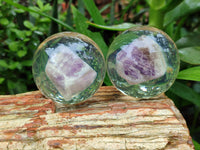 Polished Chevron Amethyst cobbed pieces in PVC Resin Spheres - sold per item - From Zambia