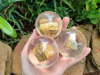 Polished Namibian Desert Picture Stone Jasper cobbed piece in PVC Resin Sphere - sold per item - From Namibia