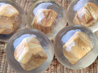 Polished Namibian Desert Picture Stone Jasper cobbed piece in PVC Resin Sphere - sold per item - From Namibia