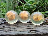 Polished Namibian Desert Picture Stone Jasper cobbed piece in PVC Resin Sphere - sold per item - From Namibia