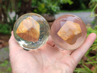 Polished Namibian Desert Picture Stone Jasper cobbed piece in PVC Resin Sphere - sold per item - From Namibia