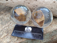 Polished Tigers Eye cobbed piece in PVC Resin Sphere - sold per item - From Northern Cape, South Africa